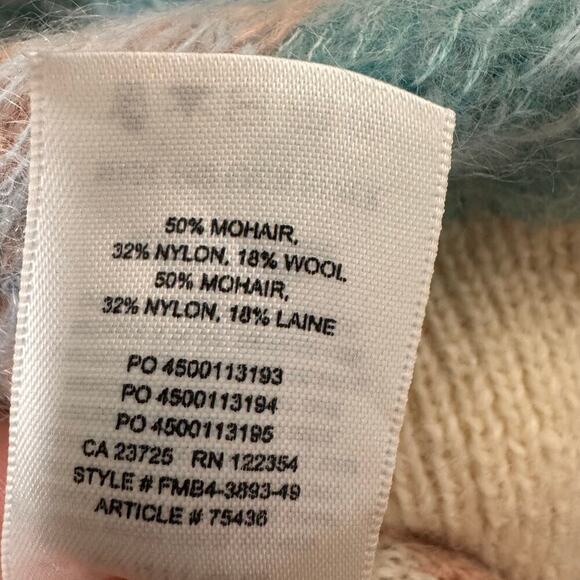 Aritzia Wilfred Mohair Striped Cropped Boxy Pastel Sweater Size Large - Picture 9 of 9